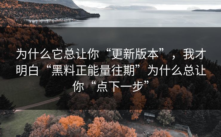 为什么它总让你“更新版本”，我才明白“黑料正能量往期”为什么总让你“点下一步”