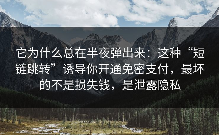 它为什么总在半夜弹出来：这种“短链跳转”诱导你开通免密支付，最坏的不是损失钱，是泄露隐私