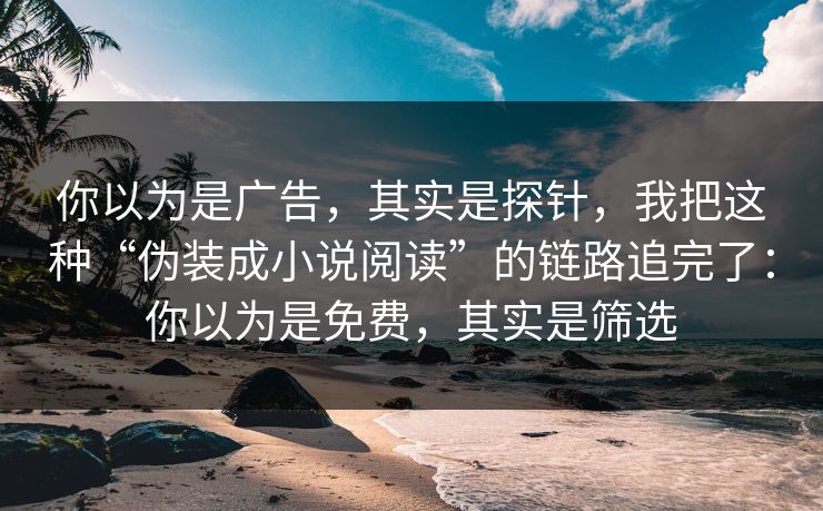你以为是广告，其实是探针，我把这种“伪装成小说阅读”的链路追完了：你以为是免费，其实是筛选