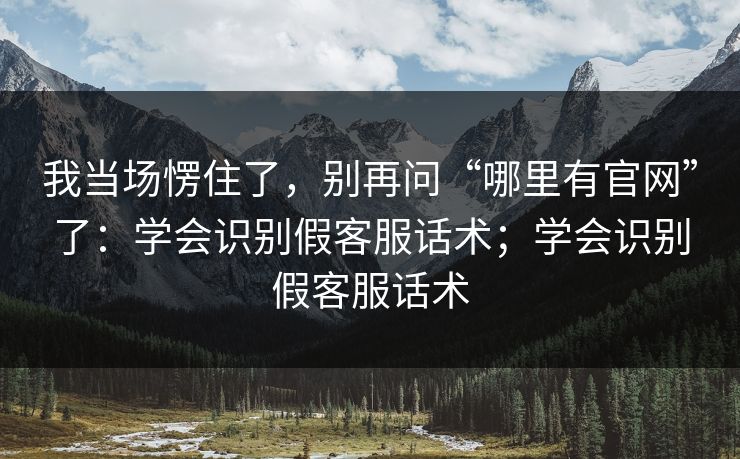 我当场愣住了，别再问“哪里有官网”了：学会识别假客服话术；学会识别假客服话术