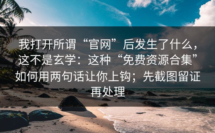 我打开所谓“官网”后发生了什么，这不是玄学：这种“免费资源合集”如何用两句话让你上钩；先截图留证再处理