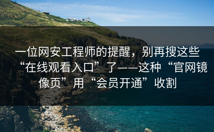 一位网安工程师的提醒，别再搜这些“在线观看入口”了——这种“官网镜像页”用“会员开通”收割