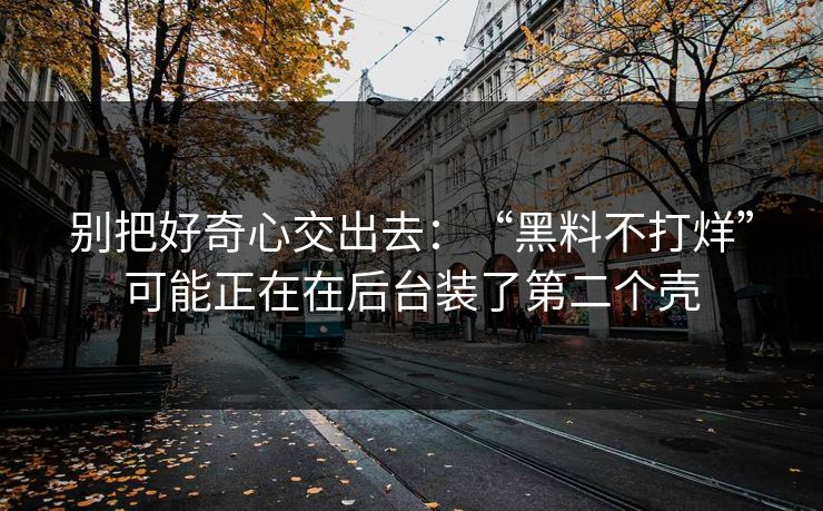 别把好奇心交出去：“黑料不打烊”可能正在在后台装了第二个壳