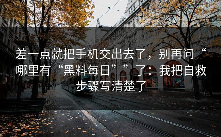 差一点就把手机交出去了，别再问“哪里有“黑料每日””了：我把自救步骤写清楚了