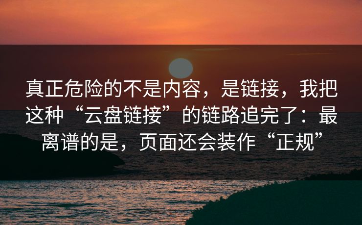 真正危险的不是内容，是链接，我把这种“云盘链接”的链路追完了：最离谱的是，页面还会装作“正规”