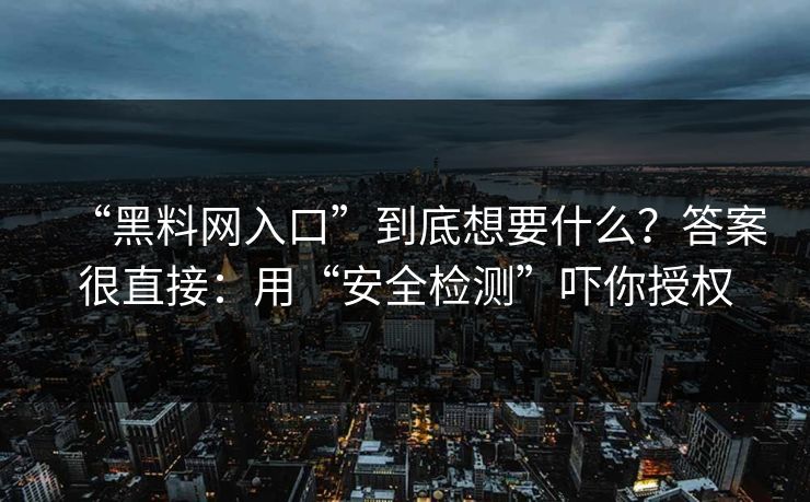 “黑料网入口”到底想要什么？答案很直接：用“安全检测”吓你授权