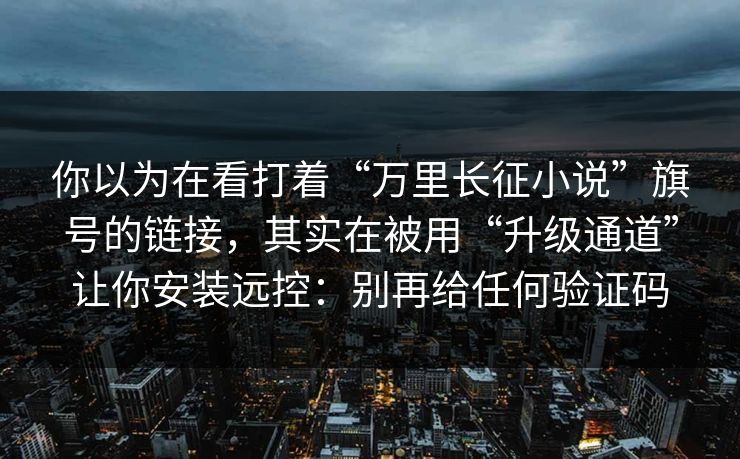 你以为在看打着“万里长征小说”旗号的链接，其实在被用“升级通道”让你安装远控：别再给任何验证码